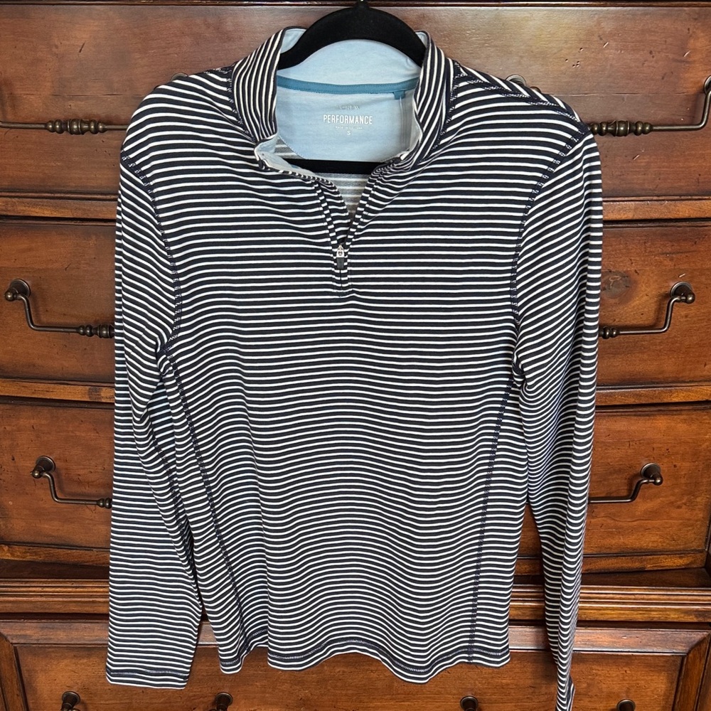 J. Crew NWT Navy and White Striped Quarter Zip